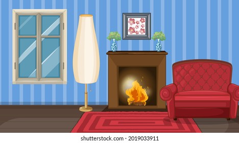 Living room interior design with furniture illustration