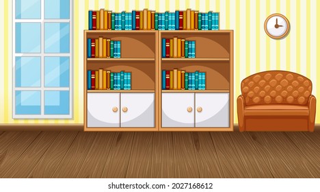 Living room interior design with furniture illustration