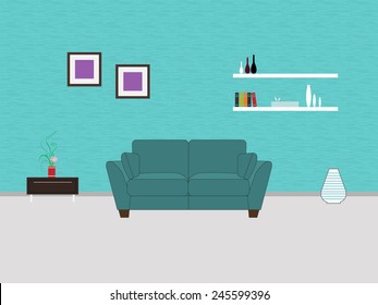 Living room interior design with furniture