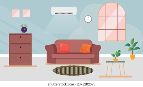 Living room interior design with furniture's, sofa Free Vector