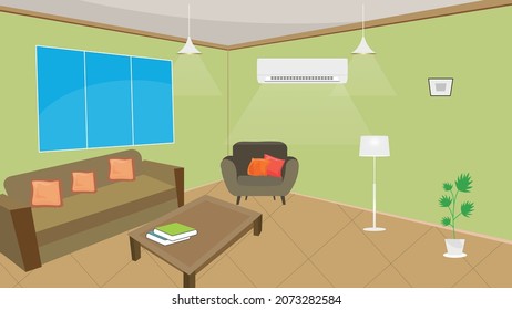 Living room interior design with furniture's, sofa Free Vector