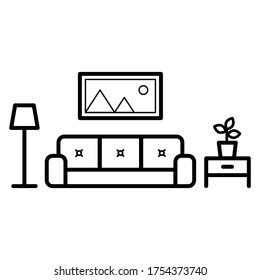 Living room interior design symbol icon