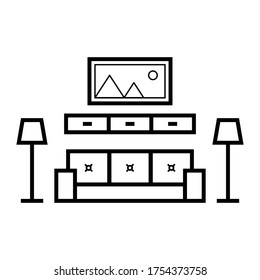 Living room interior design symbol icon