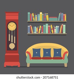 Living Room Interior Design Vector Illustration