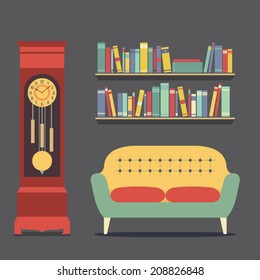 Living Room Interior Design Vector Illustration