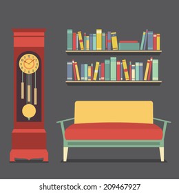Living Room Interior Design Vector Illustration