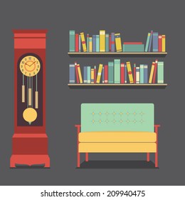 Living Room Interior Design Vector Illustration