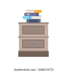 Living room interior drawers flat vector illustration. Cartoon doodle of modern chest drawers design for bedroom isolated on white background. Furniture, interior concept