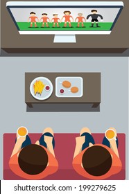 living room interior, Flat design style vector illustration 