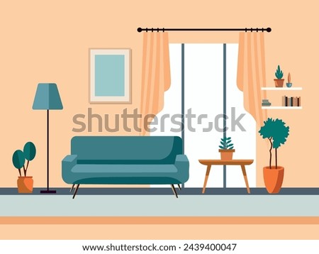 living room interior flat illustration