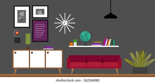 living room interior. Flat style vector illustration.