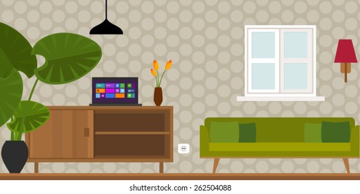 living room interior. Flat style vector illustration.