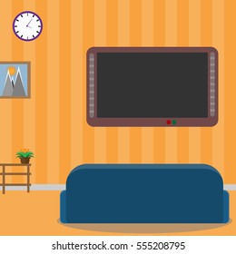 Living room interior in flat style