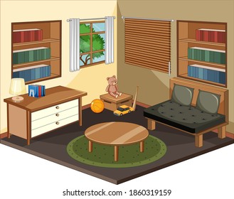 Living room interior with furniture illustration