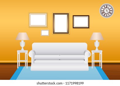 living room interior graphic vector
