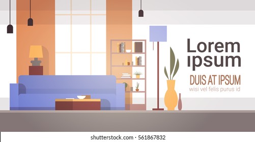 Living Room Interior Home Modern Apartment Design Flat Vector Illustration