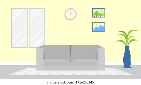 Living room interior. Home interior with pastel color in  flat style vector illustration
