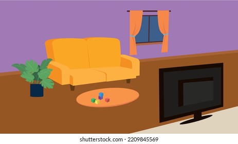Living room interior, illustrations, vector