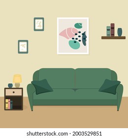 Living room interior. Modern apartment design flat vector illustration