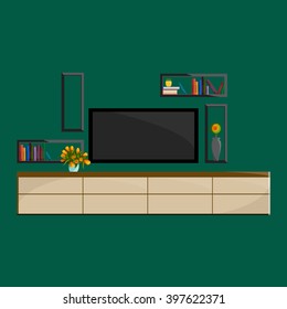 Living room Interior. Modern flat design illustration