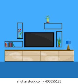 Living room Interior. Modern flat design illustration