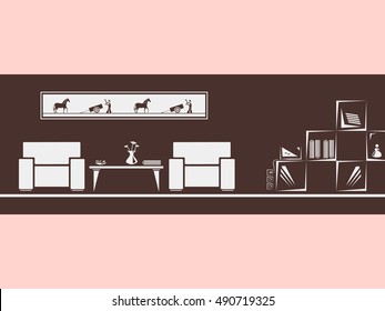 Living Room Interior. Mono Style