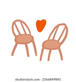 Living room interior objects set. Cute hand drawn doodle house furniture inside items, chair, armchair, heart. Modern flat apartment elements