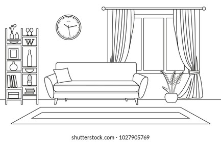 Simple Living Room Clipart Black And White - hotwarmnervoushands