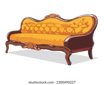 Sala de estar Interior Sitting Sofa Vector Estilo de dibujos animados Diseño Vector aislado Ilustración