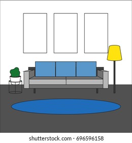living room interior with sofa