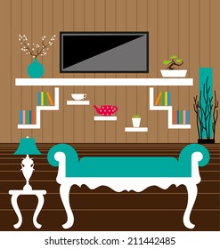 Living room interior vector
