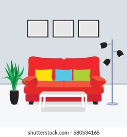 living room interior vector