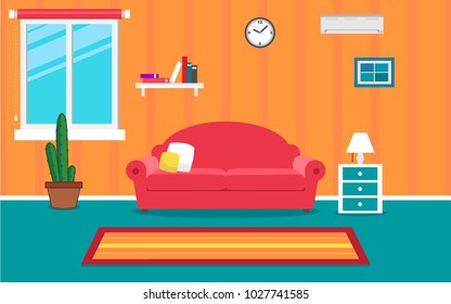 living room interior vector design