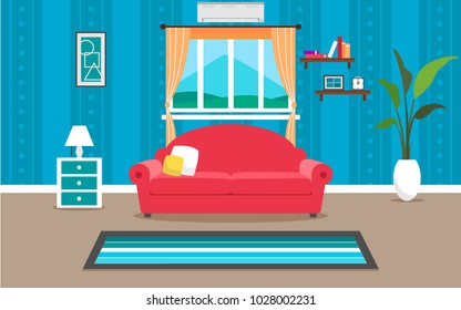 living room interior vector design