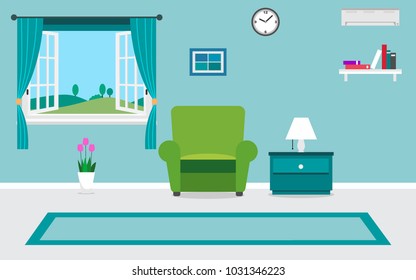 living room interior vector design