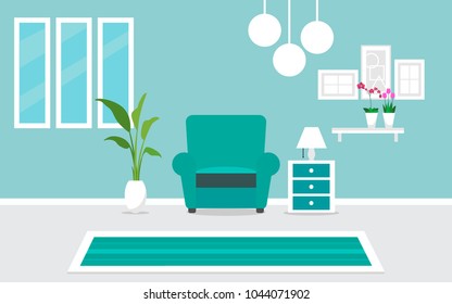 living room interior vector design