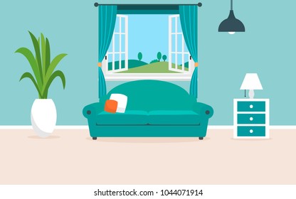 living room interior vector design