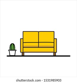 living room interior vector design