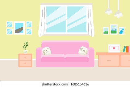 Living room interior vector design