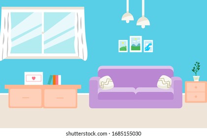 Living room interior vector design