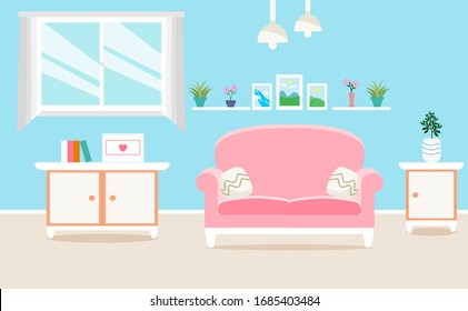 Living room interior vector design