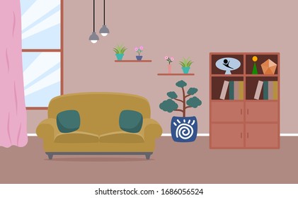 Living room interior vector design