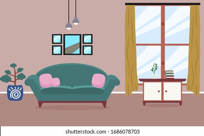 Living room interior vector design