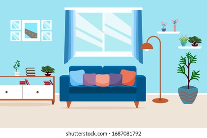 Living room interior vector design