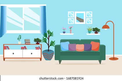 Living room interior vector design