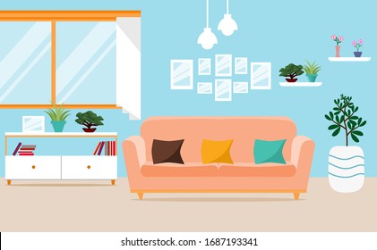 Living Room Interior Vector Design Stock Vector (Royalty Free) 1687194880