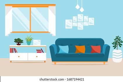 Living room interior vector design