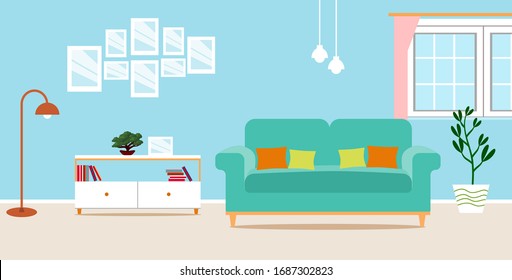 Living room interior vector design