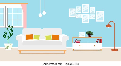 Living room interior vector design