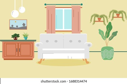 Living room interior vector design